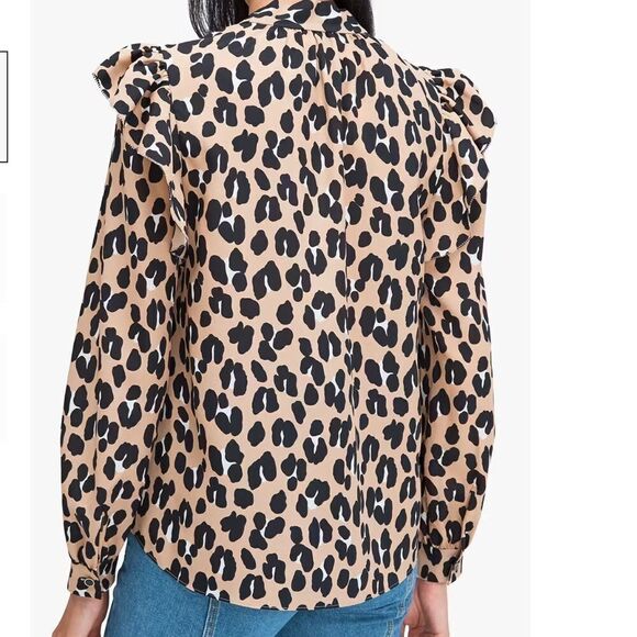 Kate Spade Forest Feline Tie-neck Top Blouse Small - Picture 3 of 15
